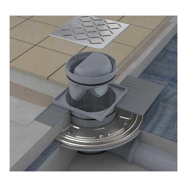 Kratka odpływowa Ravak 105x105/50 z tworzywa sztucznego SN501 z siatką ze stali nierdzewnej- sanitbuy.pl