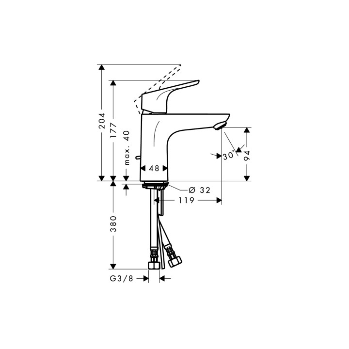Bateria umywalkowa 100, DN15 Hansgrohe Focus - sanitbuy.pl