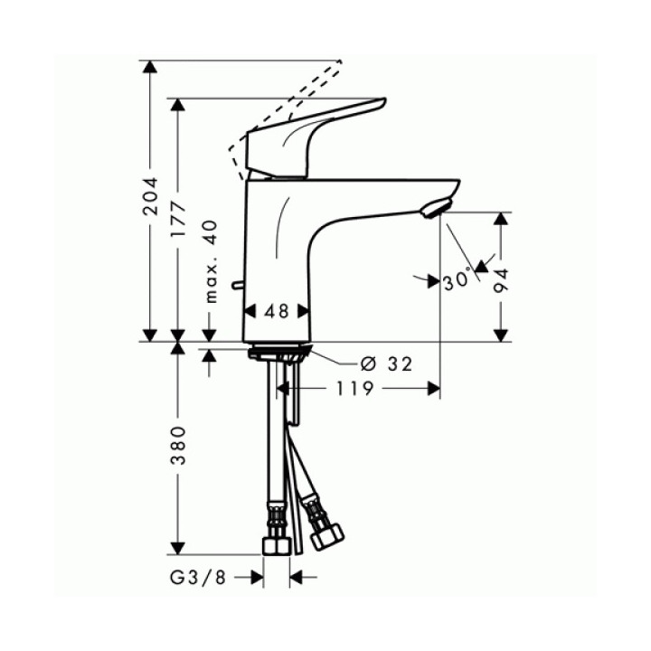 Bateria umywalkowa 100, DN15 Hansgrohe Focus z opcją Cool Start- sanitbuy.pl