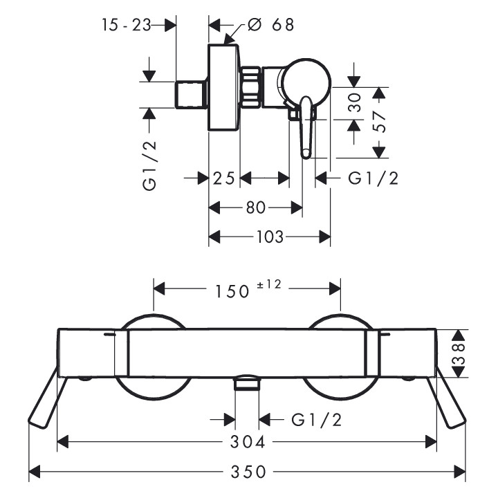 Bateria prysznicowa termostatyczna Ecostat Comfort Care DN15, montaż nadtynkowy- sanitbuy.pl