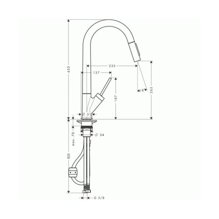 Bateria Axor Starck kuchenna jednouchwytowa z wyciąganą wylewką- sanitbuy.pl