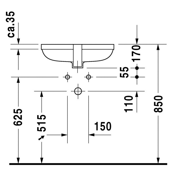 Umywalka Duravit Happy D.480x345 mm, bez otworu, Biały Alpin- sanitbuy.pl