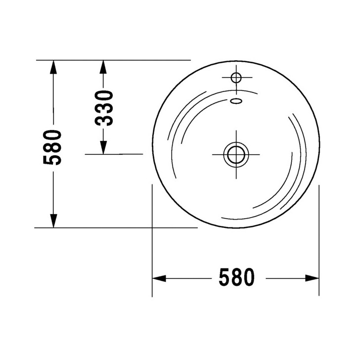 Umywalka meblowa, Duravit Starck 1, śr. 580 mm, 1-otworowa, Biały Alpin- sanitbuy.pl