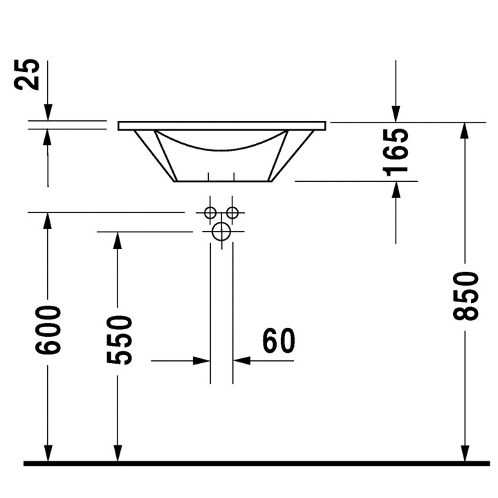 Umywalka meblowa, Duravit Starck 1, śr. 580 mm, 1-otworowa, Biały Alpin- sanitbuy.pl