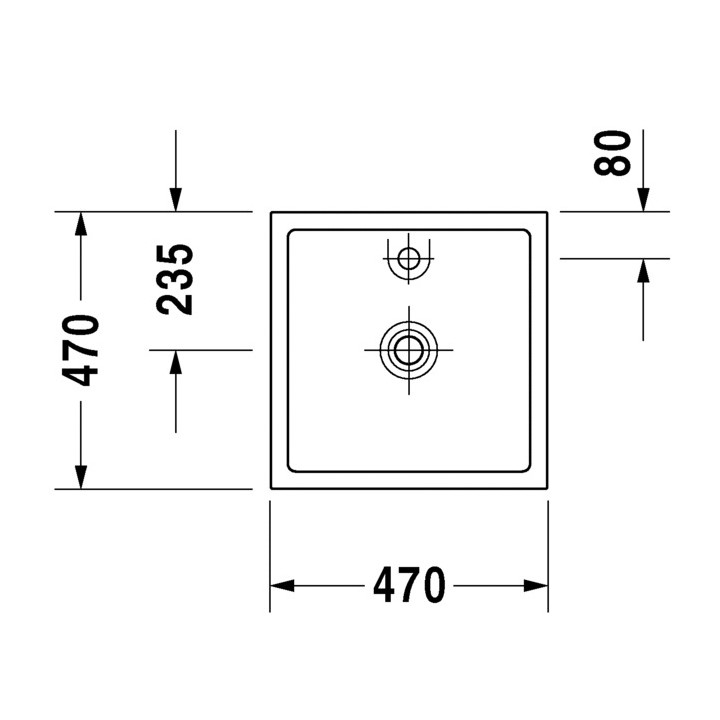 Umywalka Duravit Starck 1 szlifowana, stawiana na blacie, 470x470mm, bez otworu, Biały Alpin- sanitbuy.pl