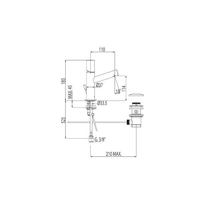 Bateria umywalkowa Max-Tres z korkiem- sanitbuy.pl