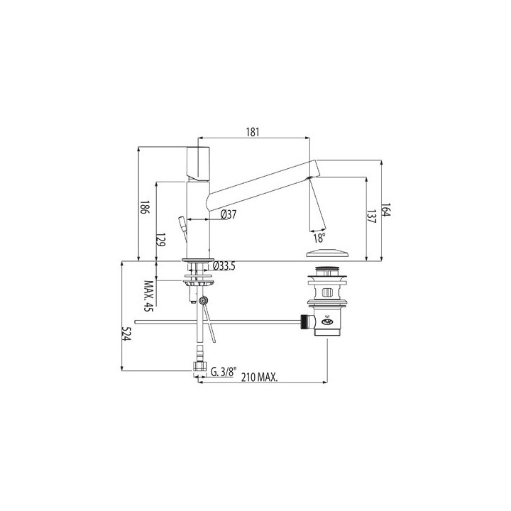 Bateria umywalkowa Max-Tres 186 mm- sanitbuy.pl
