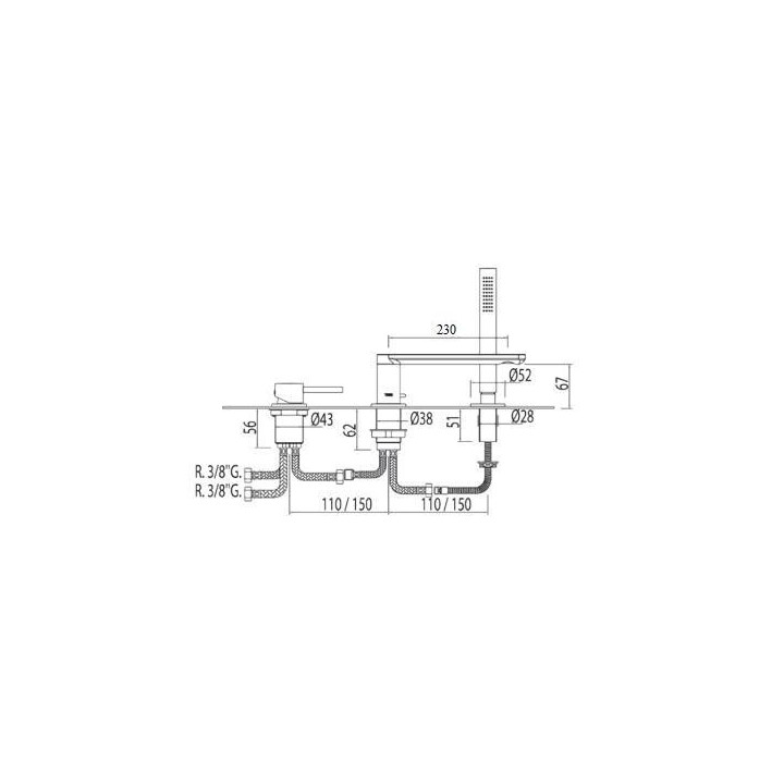 Bateria wannowa trzyotworowa Max-Tres 230 mm- sanitbuy.pl