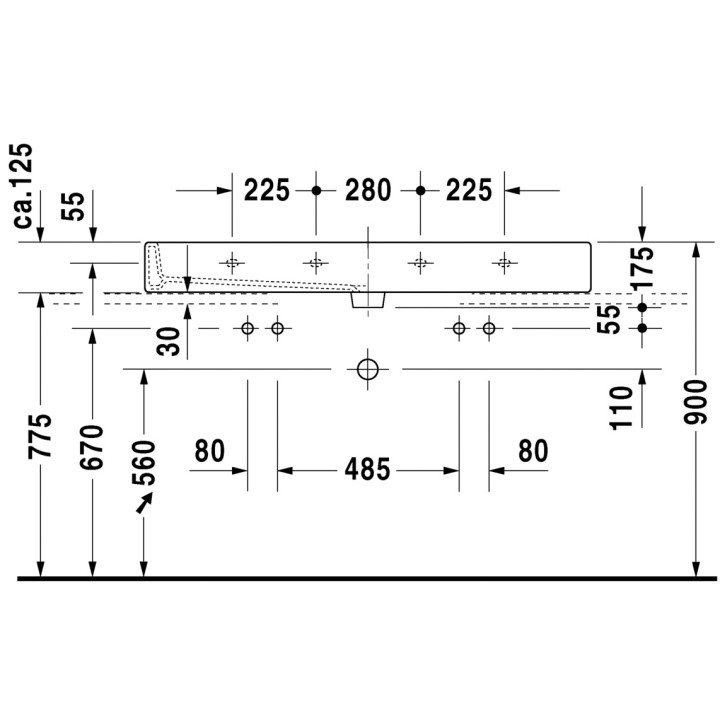 Umywalka Duravit Vero z półką na baterię 1200x470 mm - sanitbuy.pl