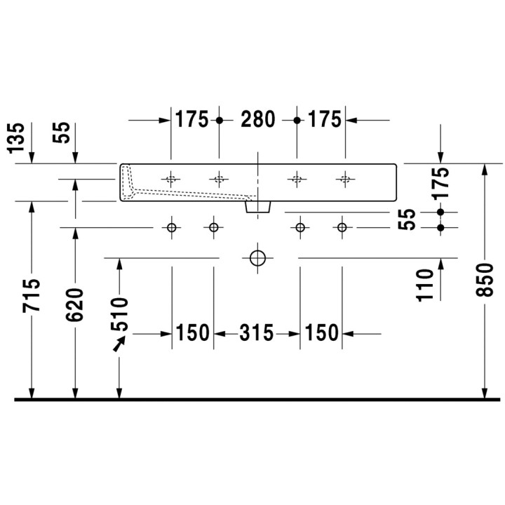 Umywalka Duravit Vero z półką na baterię 1000x470 mm- sanitbuy.pl