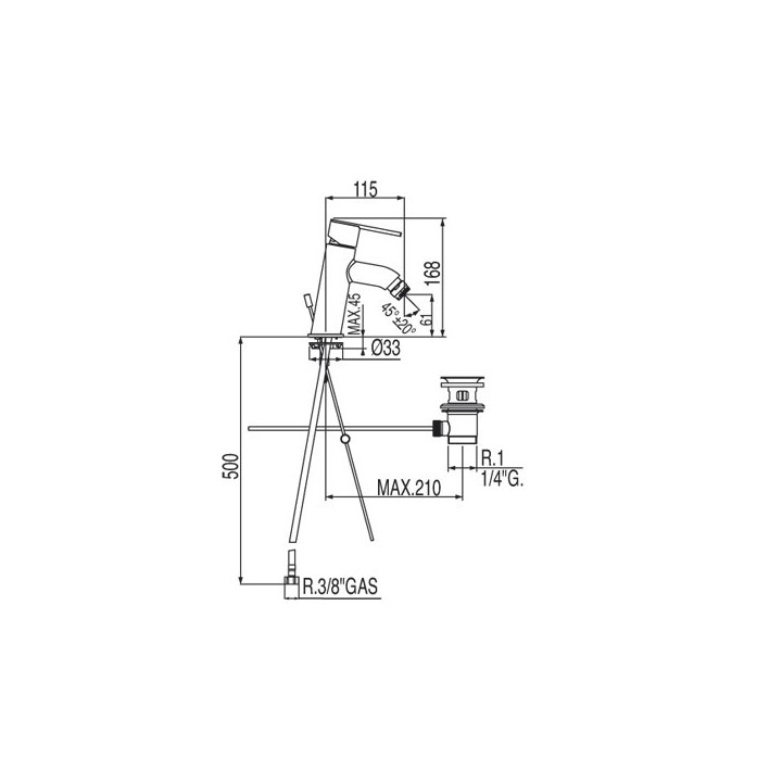 Bateria Tres Lex-Tres bidetowa jednouchwytowa- sanitbuy.pl