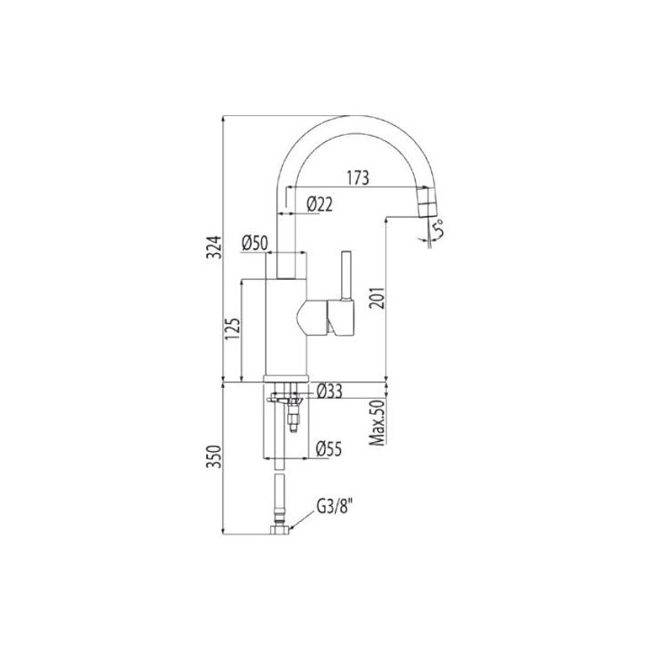 Bateria Tres Alplus umywalkowa 324 mm bez korka- sanitbuy.pl