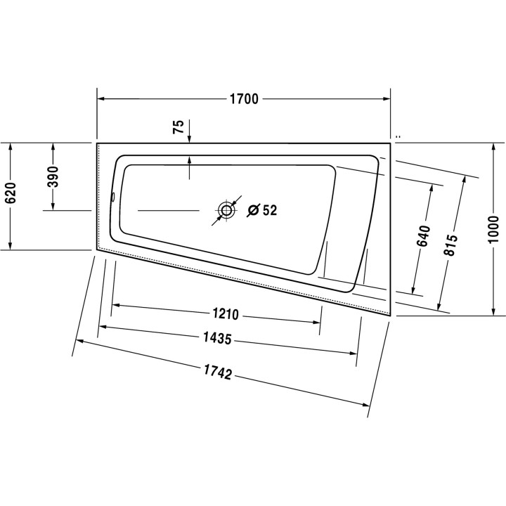 Wanna Duravit Paiova narożna prawa, 170x100 cm- sanitbuy.pl
