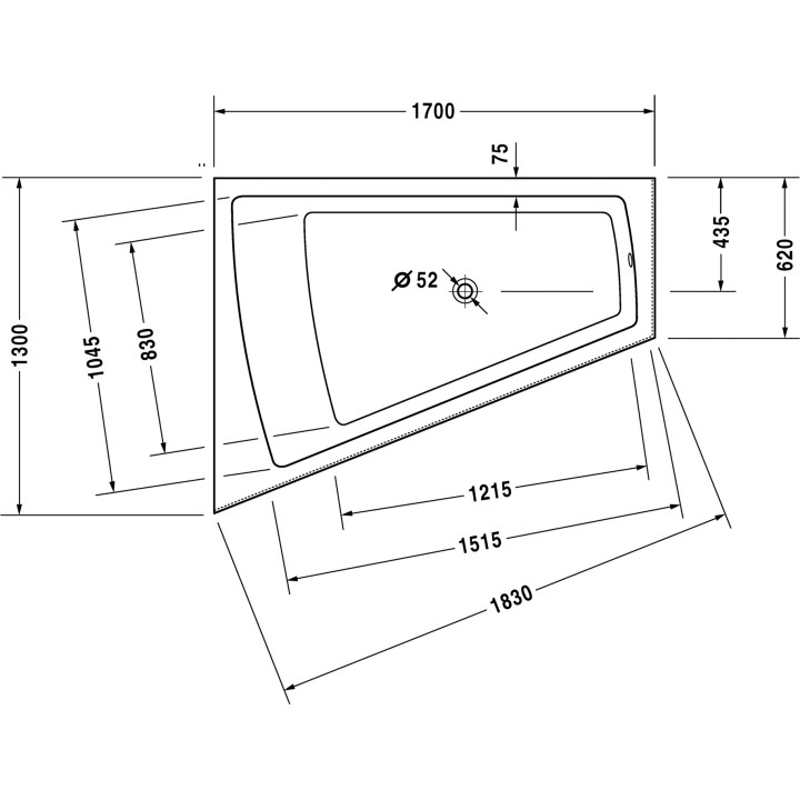 Wanna Duravit Paiova narożna lewa, 170x130 cm- sanitbuy.pl