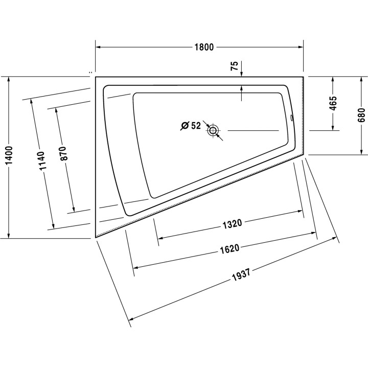 Wanna Duravit Paiova narożna lewa, 180x140 cm- sanitbuy.pl