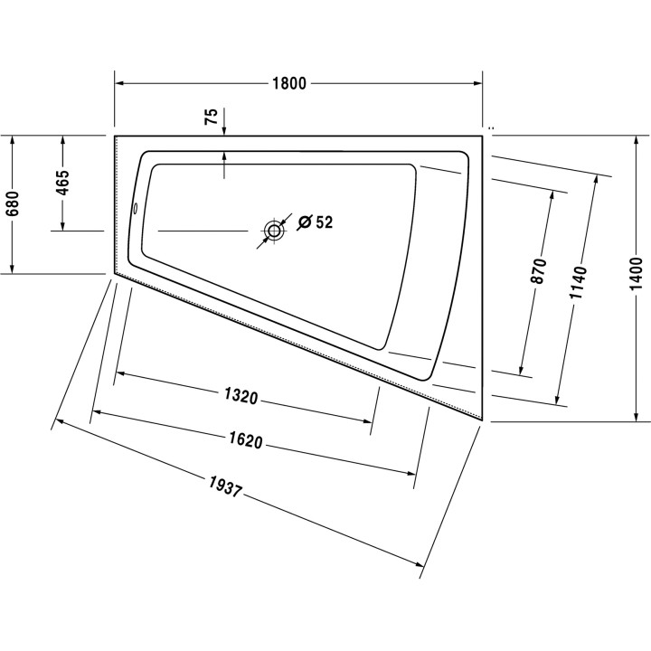 Wanna Duravit Paiova narożna prawa, 180x140 cm- sanitbuy.pl