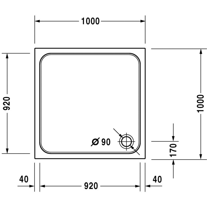 Brodzik Duravit D-Code kwadratowy 100x100 cm- sanitbuy.pl