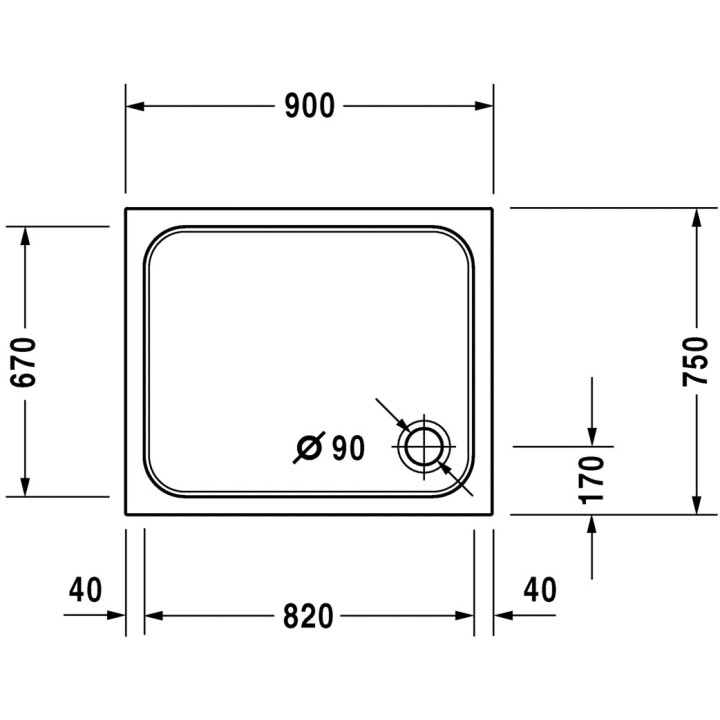 Brodzik Duravit D-Code prostokątny 90x75 cm- sanitbuy.pl