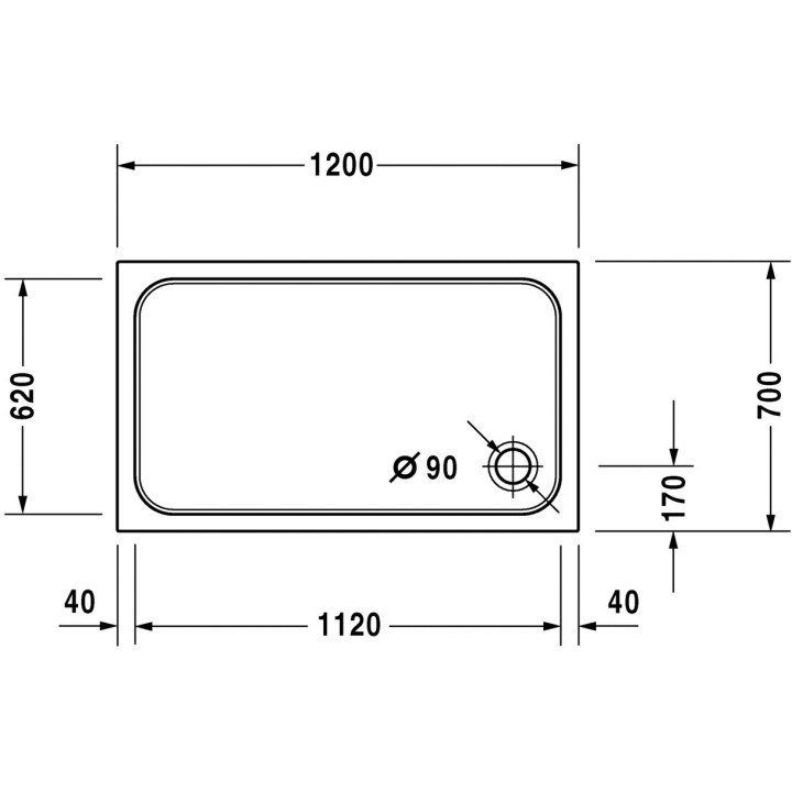 Brodzik Duravit D-Code prostokątny 120x70 cm- sanitbuy.pl