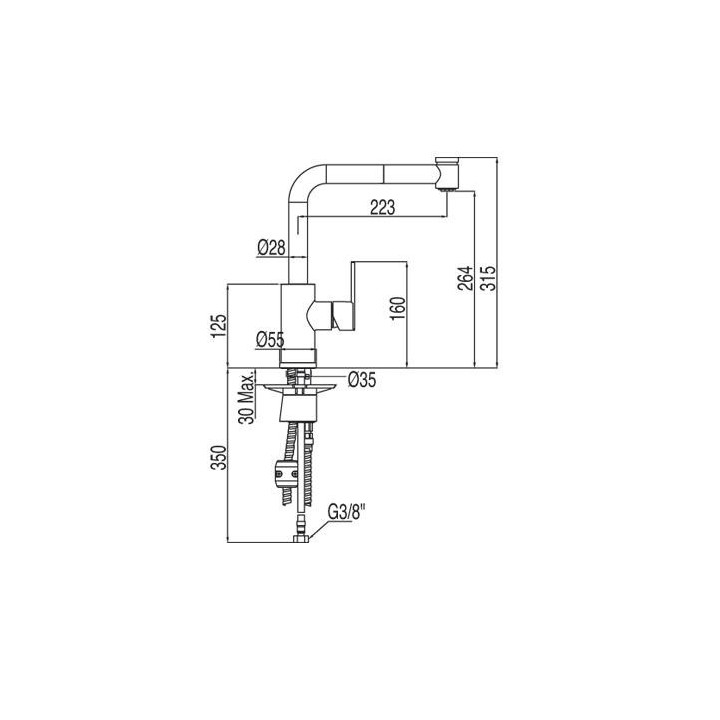 Bateria zlewozmywakowa Lex-Tres z wyciąganą wylewką- sanitbuy.pl