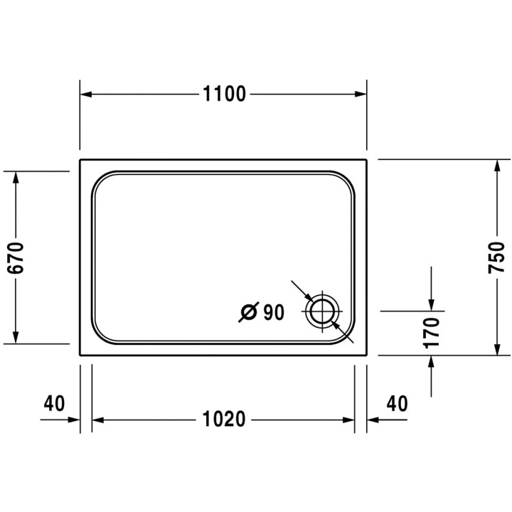 Brodzik Duravit D-Code prostokątny 110x75 cm- sanitbuy.pl