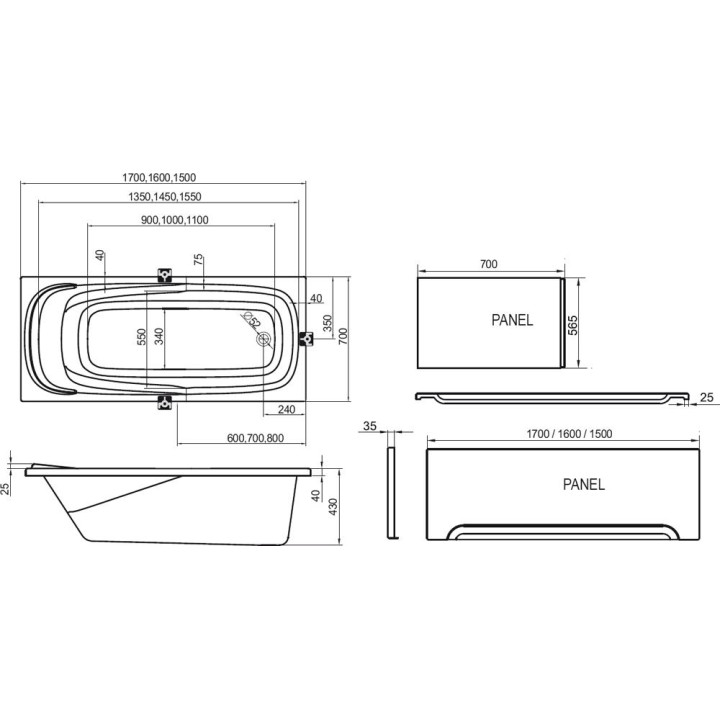 Wanna Ravak Vanda II prostokątna 150x70 cm- sanitbuy.pl