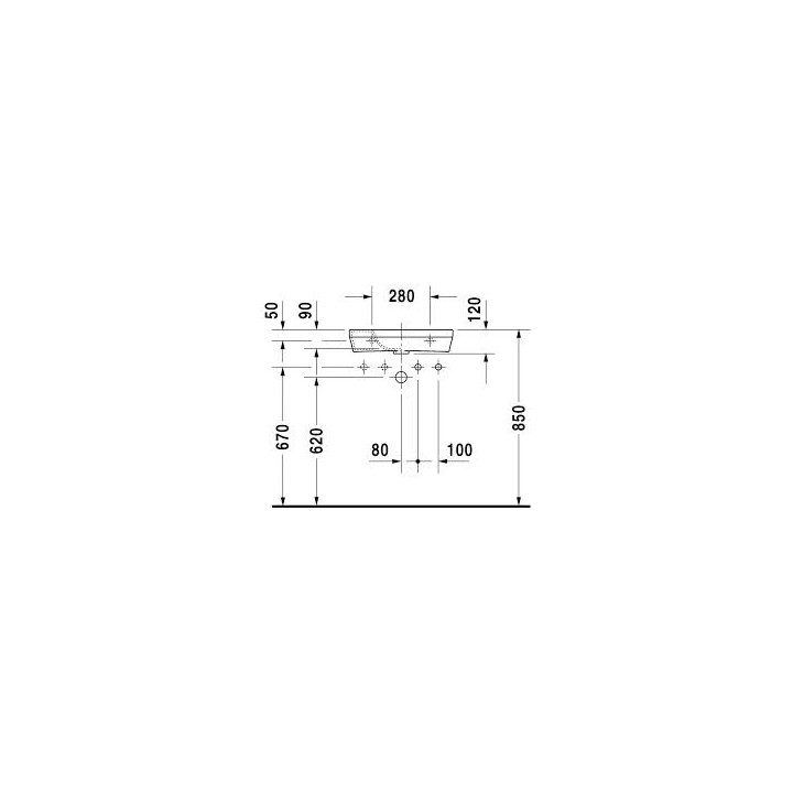  Umywalka Duravit DuraStyle, mała, 500x220 mm, bez otworu na baterię, Biały Alpin- sanitbuy.pl