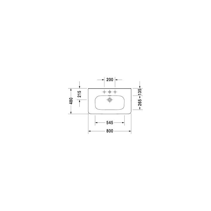  Umywalka meblowa, Duravit DuraStyle, 800x480 mm,1-otworowa, Biały Alpin- sanitbuy.pl