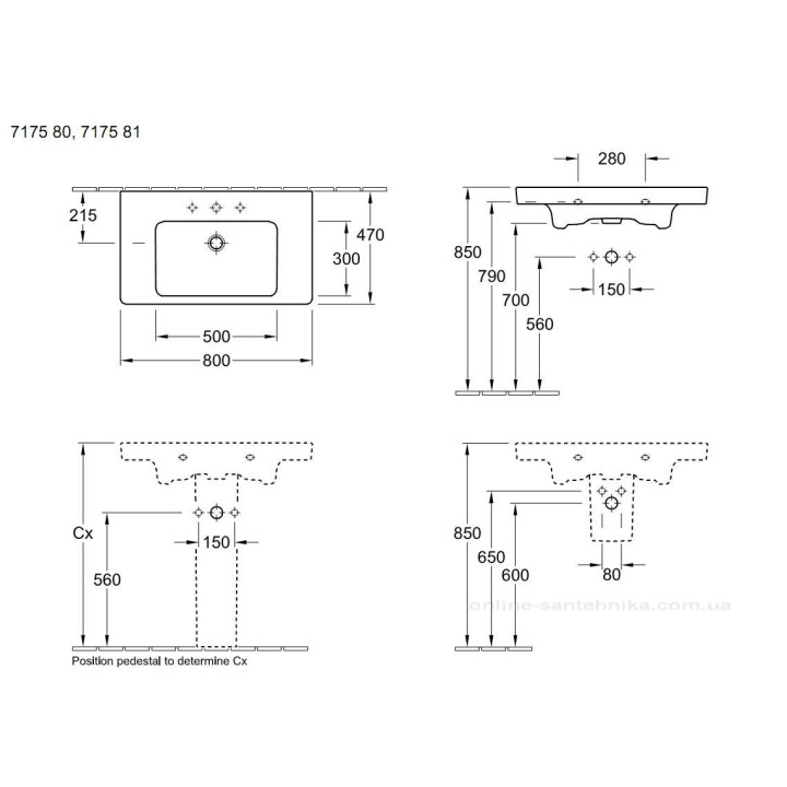 Umywalka Villeroy & Boch Subway 2.0 z blatem ceramicznym 800x470- sanitbuy.pl