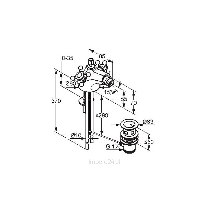 Bateria bidetowa DN 8 Kludi Adlon, chrom- sanitbuy.pl