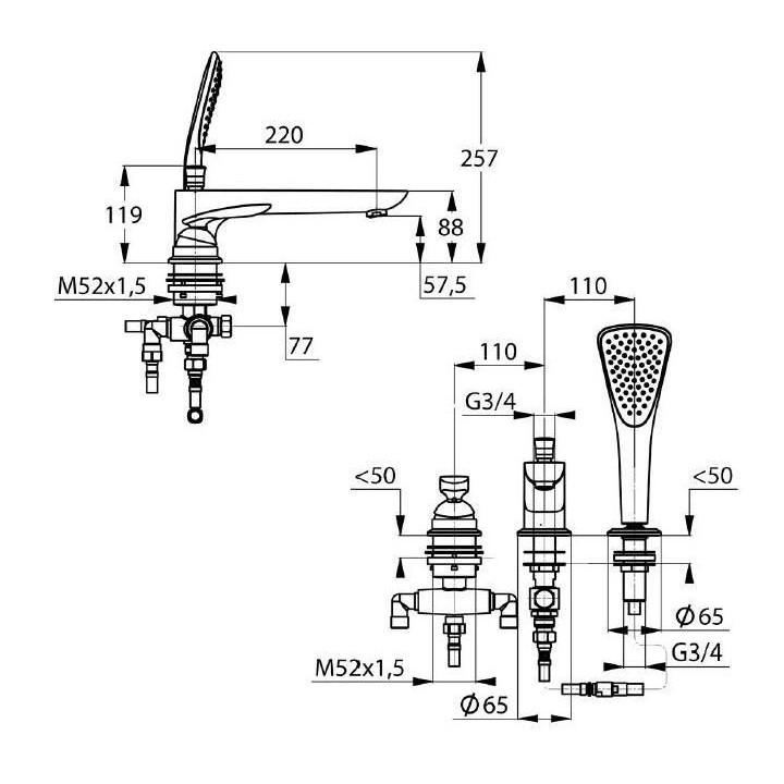 Jednouchwytowa bateria wannowo - natryskowa DN 15 Kludi Balance- sanitbuy.pl
