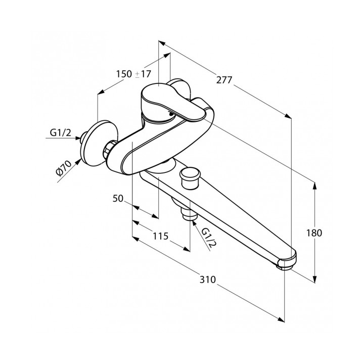 Jednouchwytowa bateria wannowo - natryskowa DN 15- sanitbuy.pl