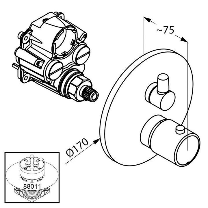 Podtynkowa bateria wannowo - natryskowa Kludi O-cean/Zenta z termostatem- sanitbuy.pl