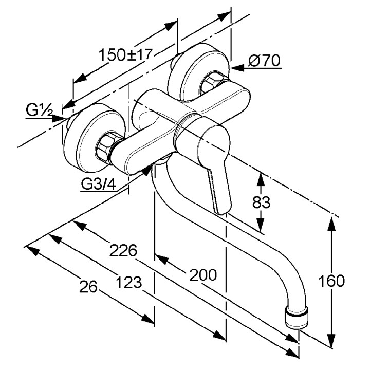Jednouchwytowa ścienna bateria kuchenna DN 15 Kludi Logo Neo- sanitbuy.pl