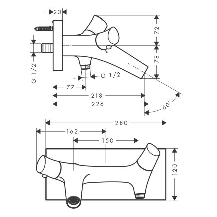 Bateria wannowa AXOR Strack Organic termostatyczna- sanitbuy.pl
