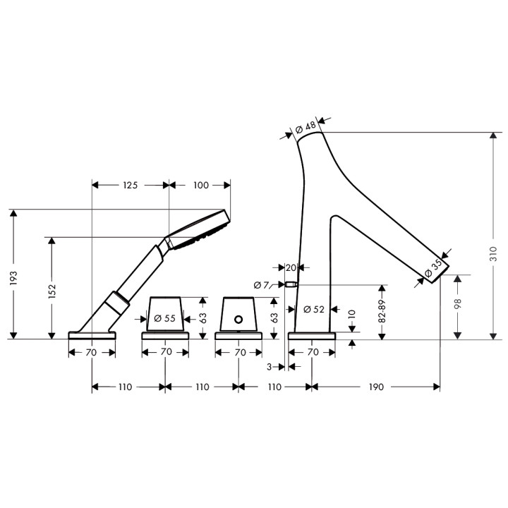 Element zewnętrzny do baterii wannowej AXOR Starck Organic - sanitbuy.pl
