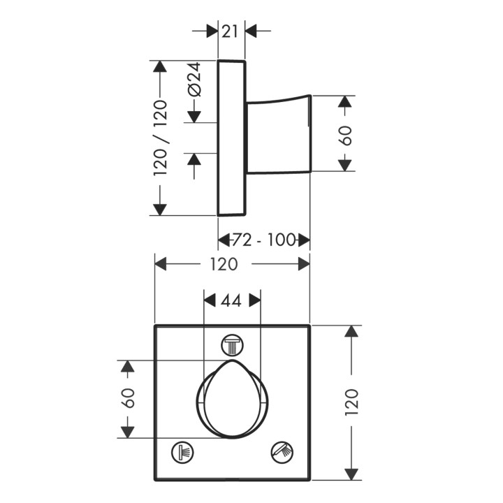 Zawór Axor  Trio/Quattro element zewnętrzny- sanitbuy.pl