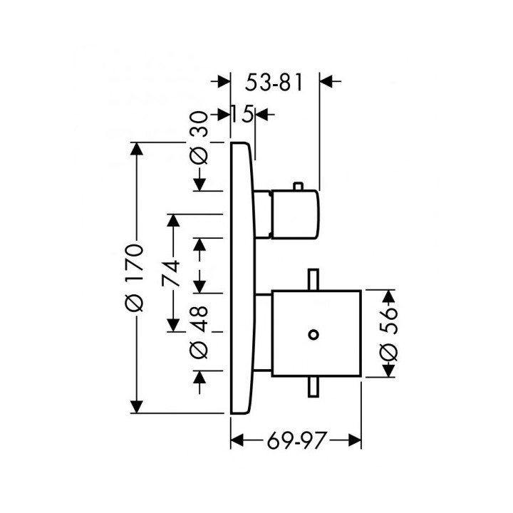 Bateria Axor Starck termostatowa podtynkowa, z zaworem odcinająco - przełączającym- sanitbuy.pl