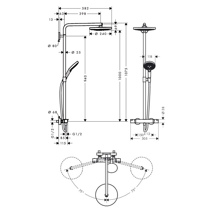 Komplet prysznicowy Raindance Select E 240 2 jet- sanitbuy.pl