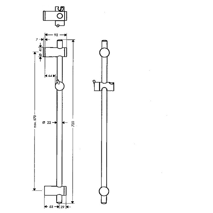 Drążek prysznicowy Hansgrohe Unica Puro Reno 0.72 m- sanitbuy.pl