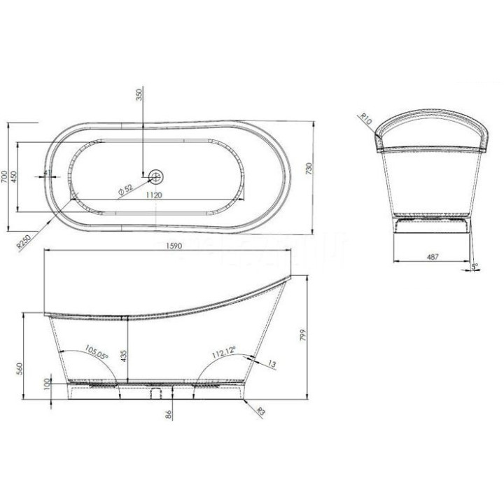 Wanna Marmite Aurora 159x73 cm bez przelewu- sanitbuy.pl
