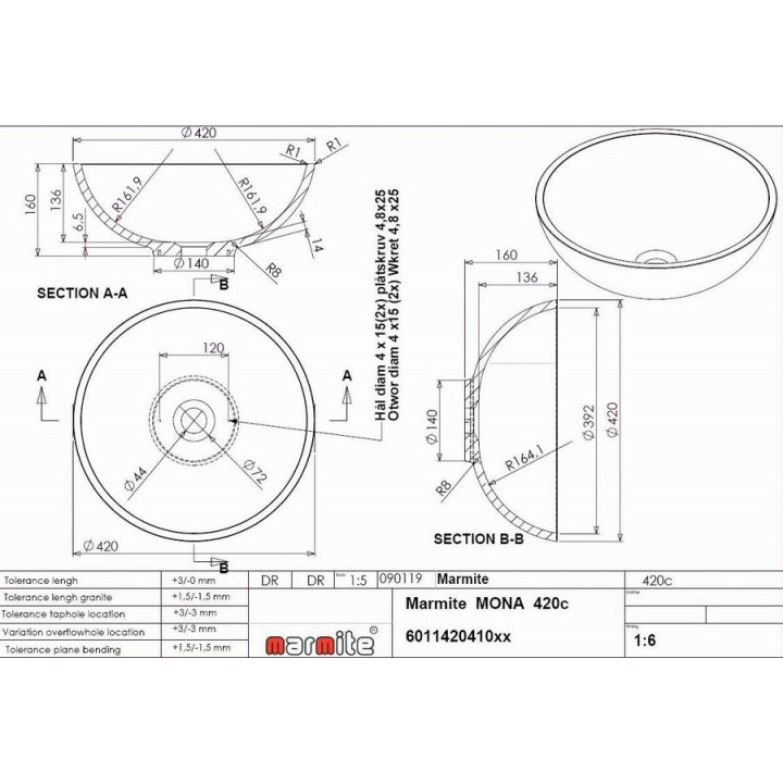 Umywalka Marmite Mona 420- sanitbuy.pl