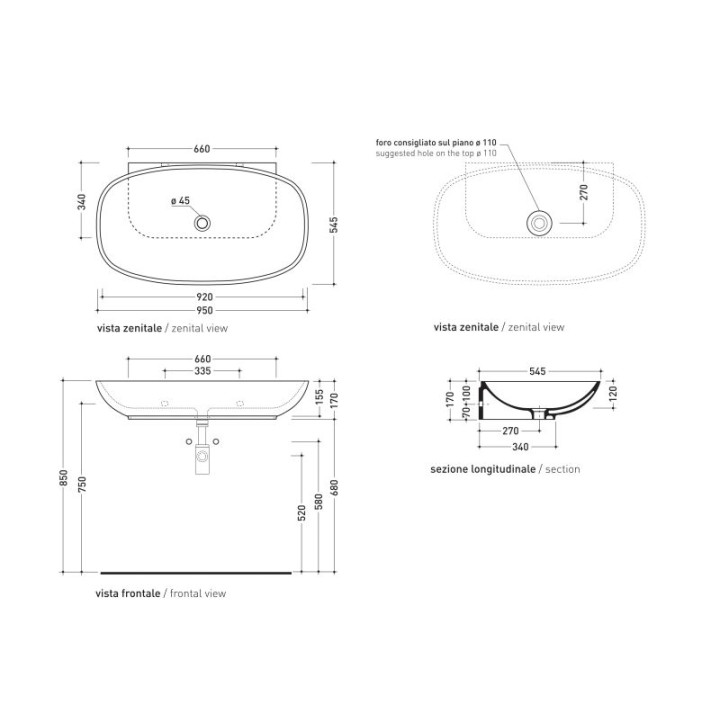 Umywalka Flaminia Nuda 95- sanitbuy.pl