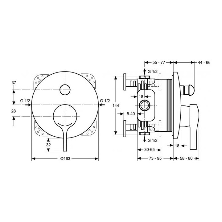 Bateria wannowa  Ideal Standard Melange podtynkowa, element zewnętrzny- sanitbuy.pl