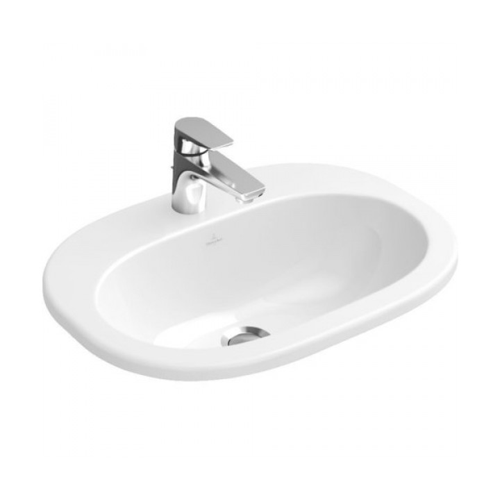 Umywalka Villeroy & Boch O.Novo, nablatowa, Biały Alpin Ceramicplus, 560x405 mm, 1 lub 3 otworowa, z przelewem- sanitbuy.pl