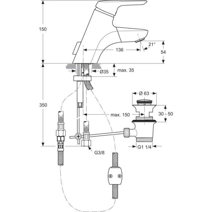 Bateria umywalkowa Ideal Standard Ceramix Blue z wyciąganą wylewką - sanitbuy.pl