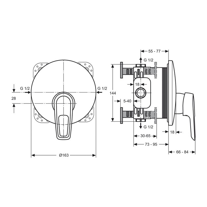 Bateria natryskowa Ideal Standard Ceramix Blue podtynkowa, element zewnetrzny- sanitbuy.pl