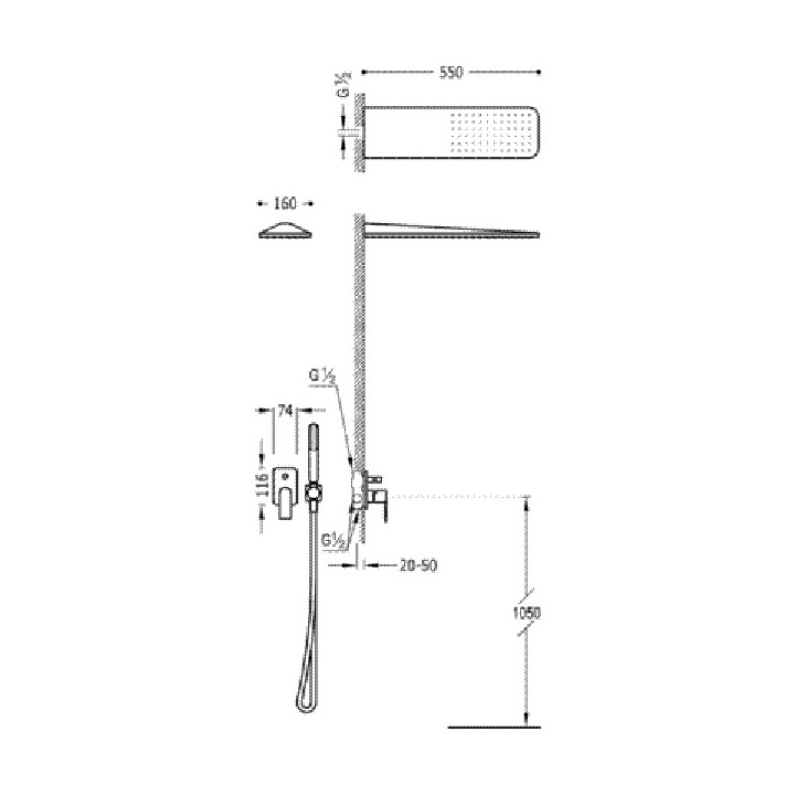 Zestaw Loft-Tres natryskowy z baterią podtynkową z głowicą natryskową- sanitbuy.pl