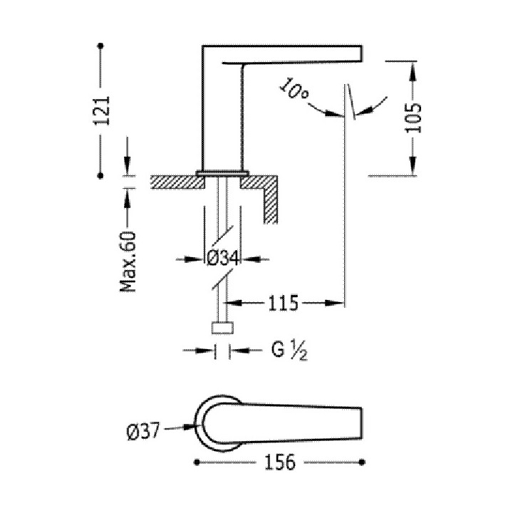 Bateria umywalkowa elektroniczna Class - Tres stojąca bez korka, do wody zimnej lub wstępnie zmieszanej- sanitbuy.pl