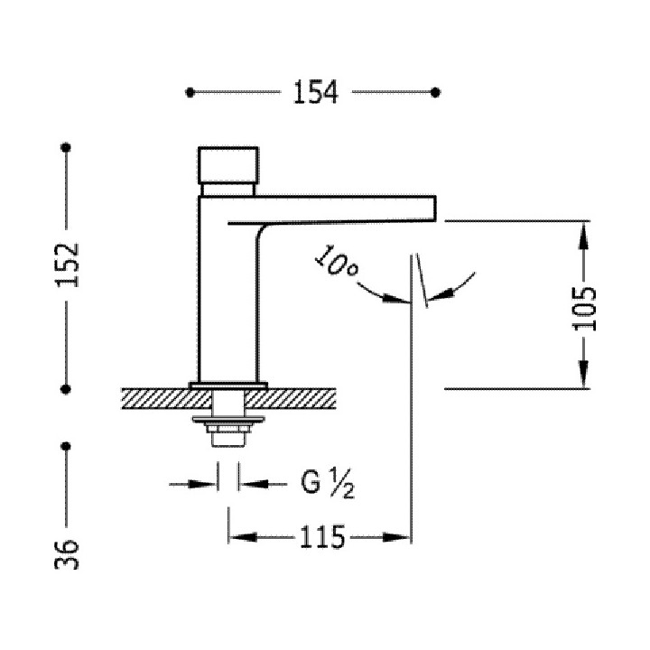 Bateria umywalkowa Class - Tres z ogranicznikiem czasowym, do wody zimnej lub wstępnie zmieszanej- sanitbuy.pl